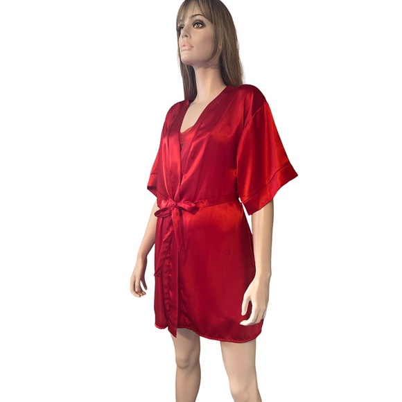 Secret Treasures Vintage Lingerie Set Robe Chemise Nightgown Slip Slippery Satin - Picture 7 of 16